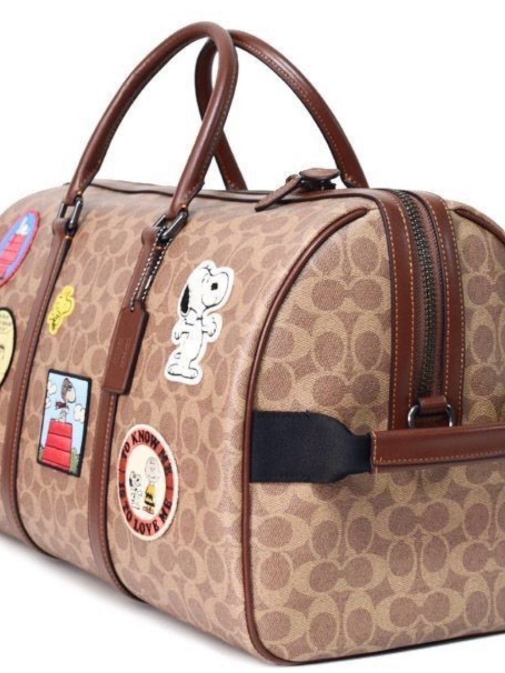 Coach Brown Signature Duffel with Peanuts Character Patches - Picture 2 of 4